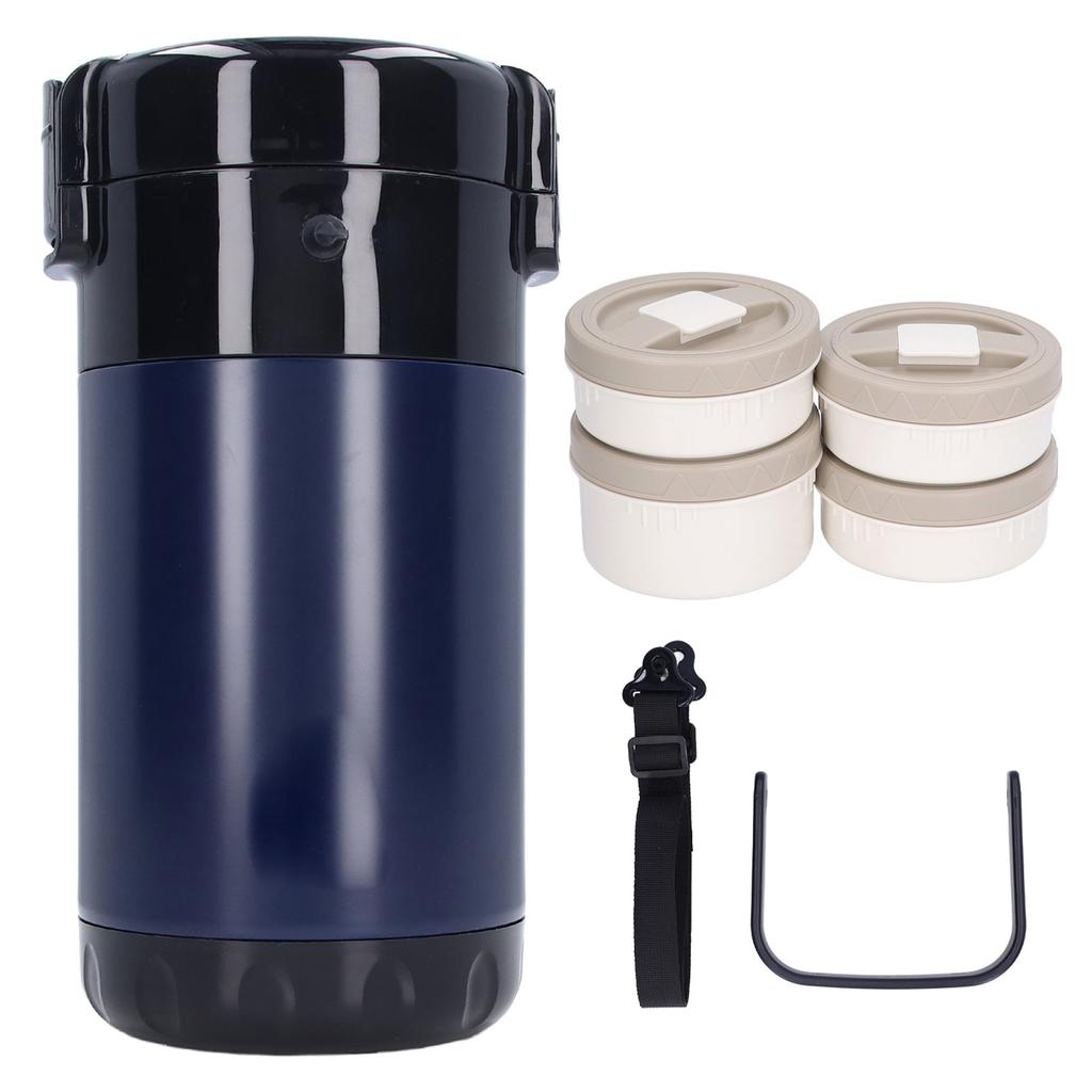 Recipient termic pentru alimente 2,6L Oțel inoxidabil 304 4 straturi Vacuum Bento Cutie de prânz cu mâner pentru