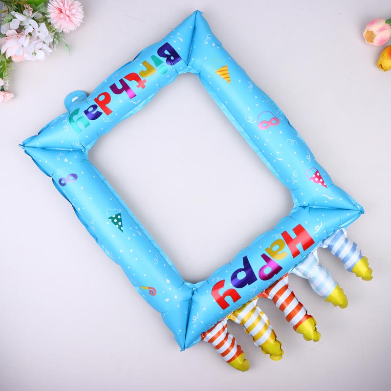 1/3/5Pcs Portable Birthday Photo Frame Foil Balloon for Birthday Party Favor Gift Home Gathering Photo Prop Decor