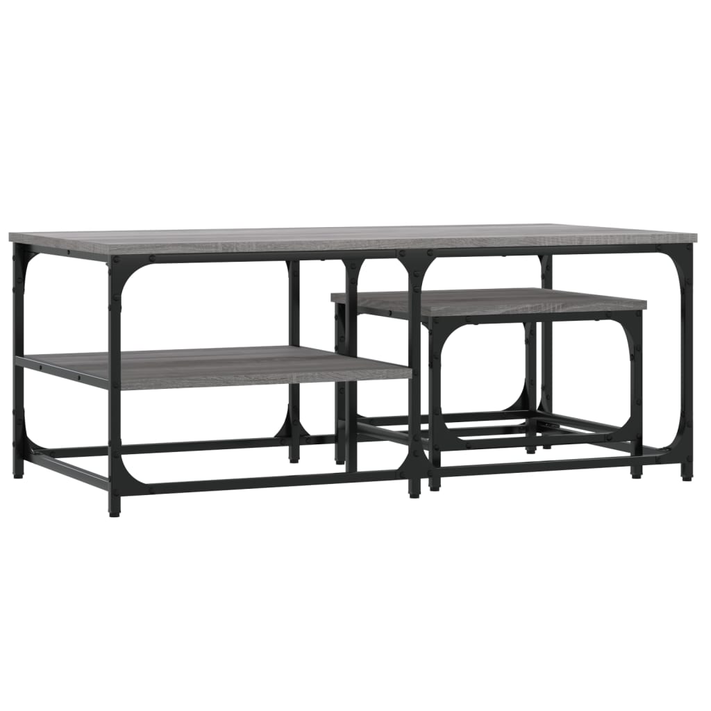  Slotted Tables, 2 Pcs, Grey Sonoma Oak