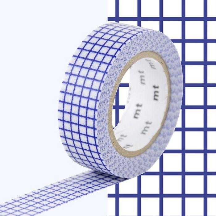 Masking tape quadrillé - Bleu - 1,5 cm x 7 m
