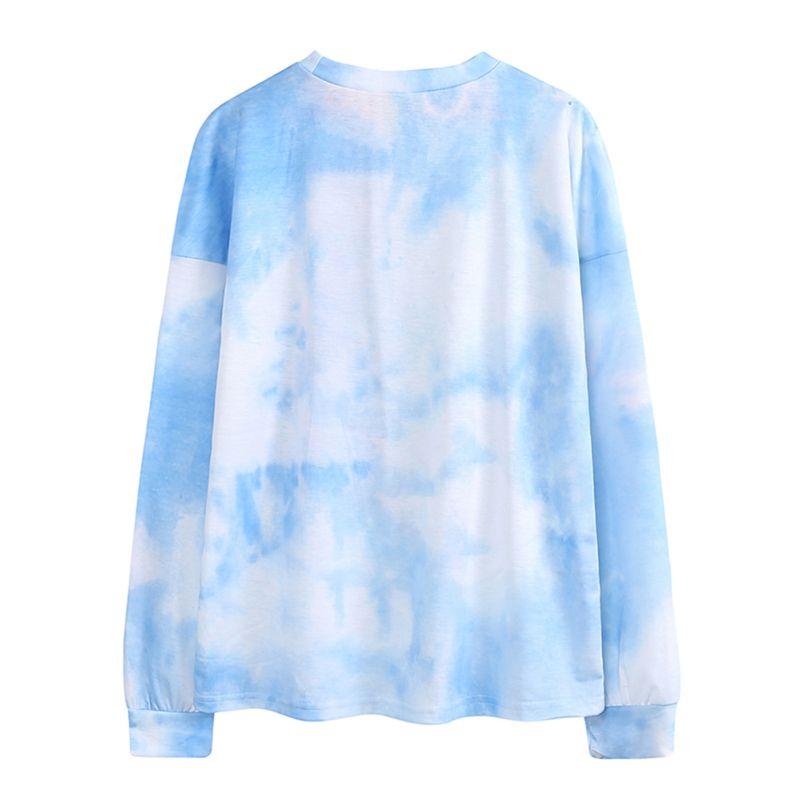 Women Tie-dye Casual Loungewear Long Sleeve Top and Shorts
