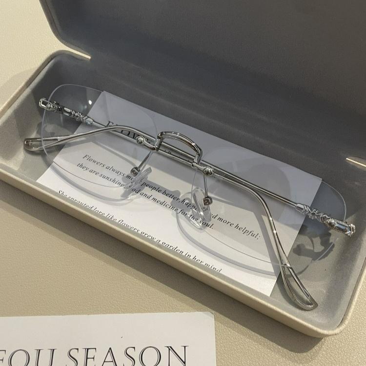Vintage Rimless Eyeglasses Women Anti-Blue Light Harajuku Metal Square Rectangle Glasses Optical Spectacle Reading Eyewear