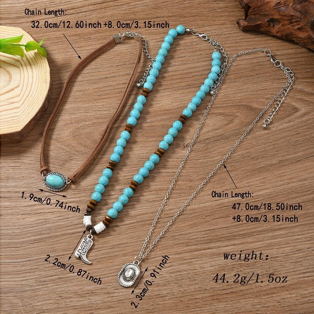 Bohemian Turquoise Beads Pendant Necklaces Multilayer Clavicle Chain New Choker Necklace Jewelry