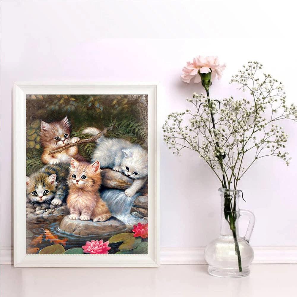 5D DIY diamantová malba Roztomilé koťátko Sada křížkového stehu Mozaika Diamantové vyšívání Růže Plný kulatý čtvercový vrták Domácí dekorace