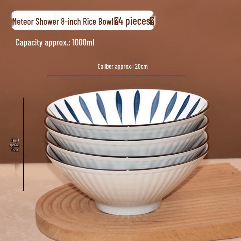 Conical Ceramic Soup Bowls - Nordic Cartoon Style (Set of 4)