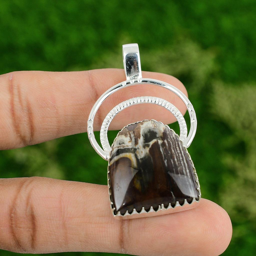 Daughters Day Deal 925 Sterling Silver Natural Coconut Jasper Pendant Jewelry