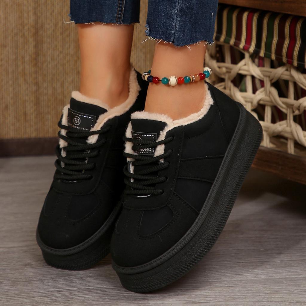 Fashion Autumn Winter Warm Platform Sneakers Women Casual Lace Up Non Slip Cotton Padded Shoes Woman 2025 Faux Suede Ankle Boots Mujer