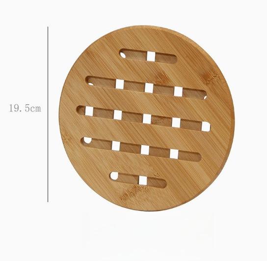 Portable placemat, thickened circular household coaster, hollowed out bamboo insulation mat