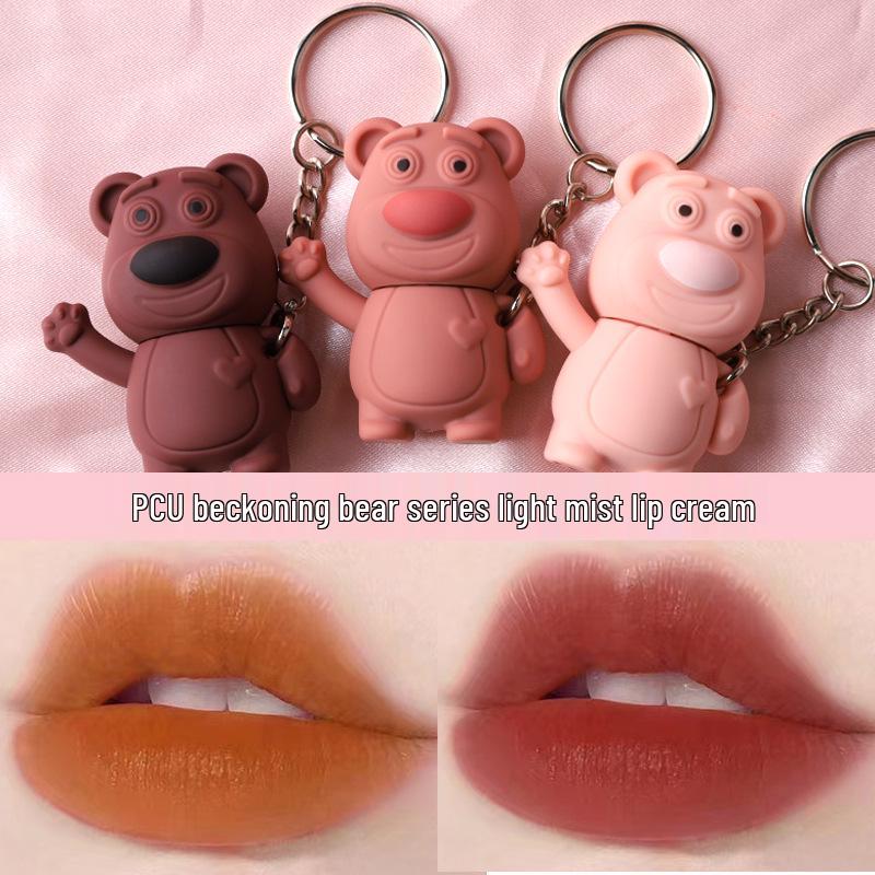 

Bear Keychain Matte Lip Glaze - Waterproof, Non-Stick Lipstick Mud