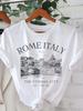 Rom Italien Briefdruck T-Shirt, Kurzarm Rundhals Lässiges Oberteil für Sommer & Frühling, Damenbekleidung