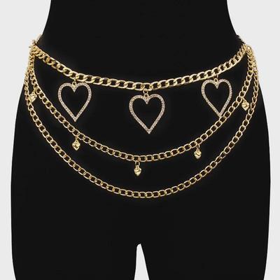 Europäischer & Amerikanischer Modetrend: Vielseitige Damen Diamantbesetzte Pfirsichherz Taillenkette Accessoires