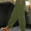 Pantalon décontracté ample à taille élastique texturée pour femme grande taille avec poches boutonnées - Vêtement décontracté Printemps/Été