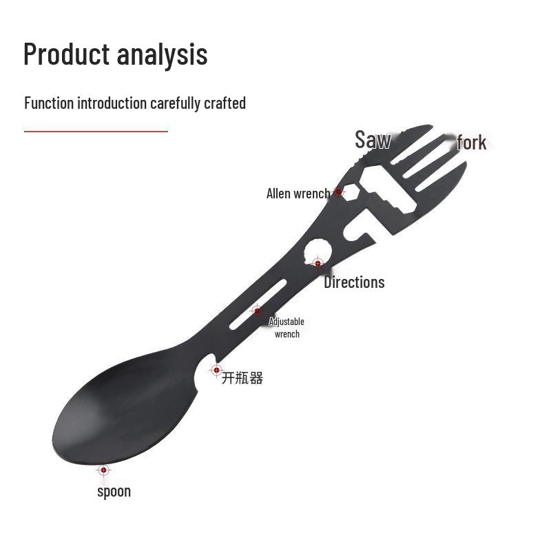 Cross-border 10-in-1 Multifunctional Camping Survival Tool: Fork, Spoon, Wrench, Bottle Opener