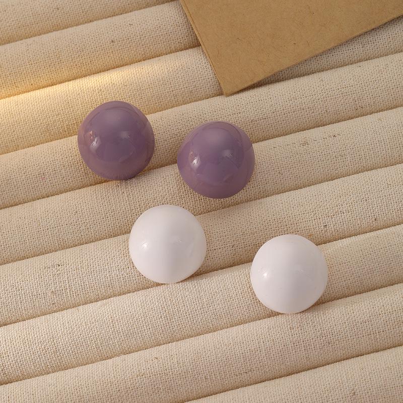 

Colorful Drip Oil Round Ball Earrings: High-End, Versatile, and Retro Fashion for Women фиолетовый