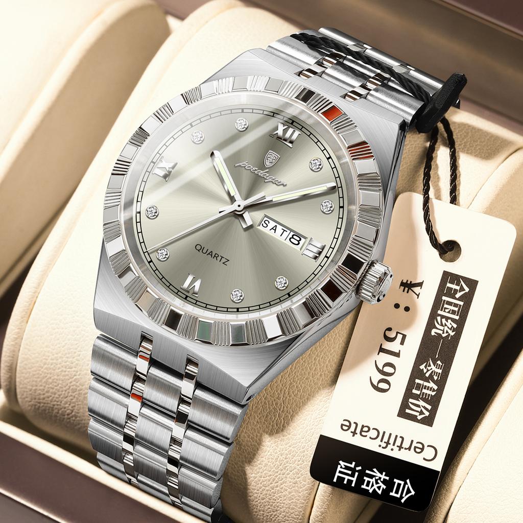 Men'S Watch Double Calendar Slim Quartz Watch