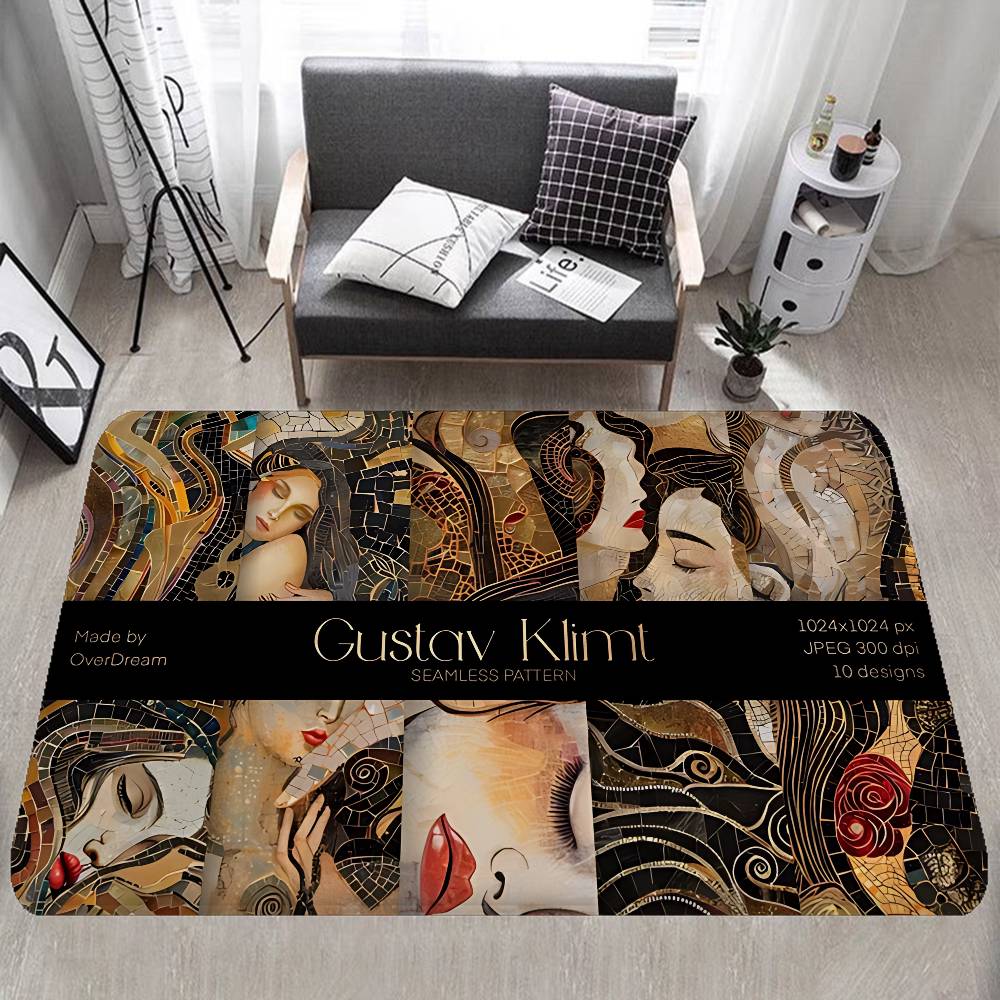 Gustav Klimt The Kiss Floor Mat Rectangle Anti-slip Home Soft Badmat Front Door Indoor Outdoor Mat Welcome Doormat