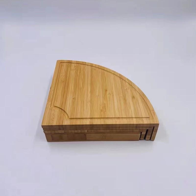 Round Rotating Bamboo Cheese Board Set with Knives - Perfect for Serving Cheese, Steak, Bread, Fruit, and Snacks