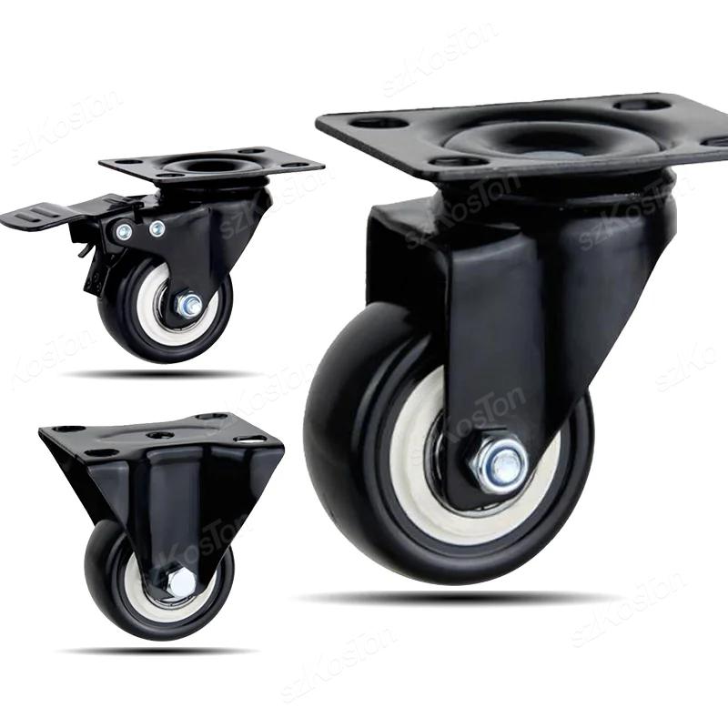Set Of 1 1.1"/1" PP Furniture Casters Wear Resistant Mute Universal Heavy Trolley Wheels 161 Degrees Flat Bottomed Swivel Caster