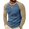 T-shirt da uomo a maniche lunghe raglan color block