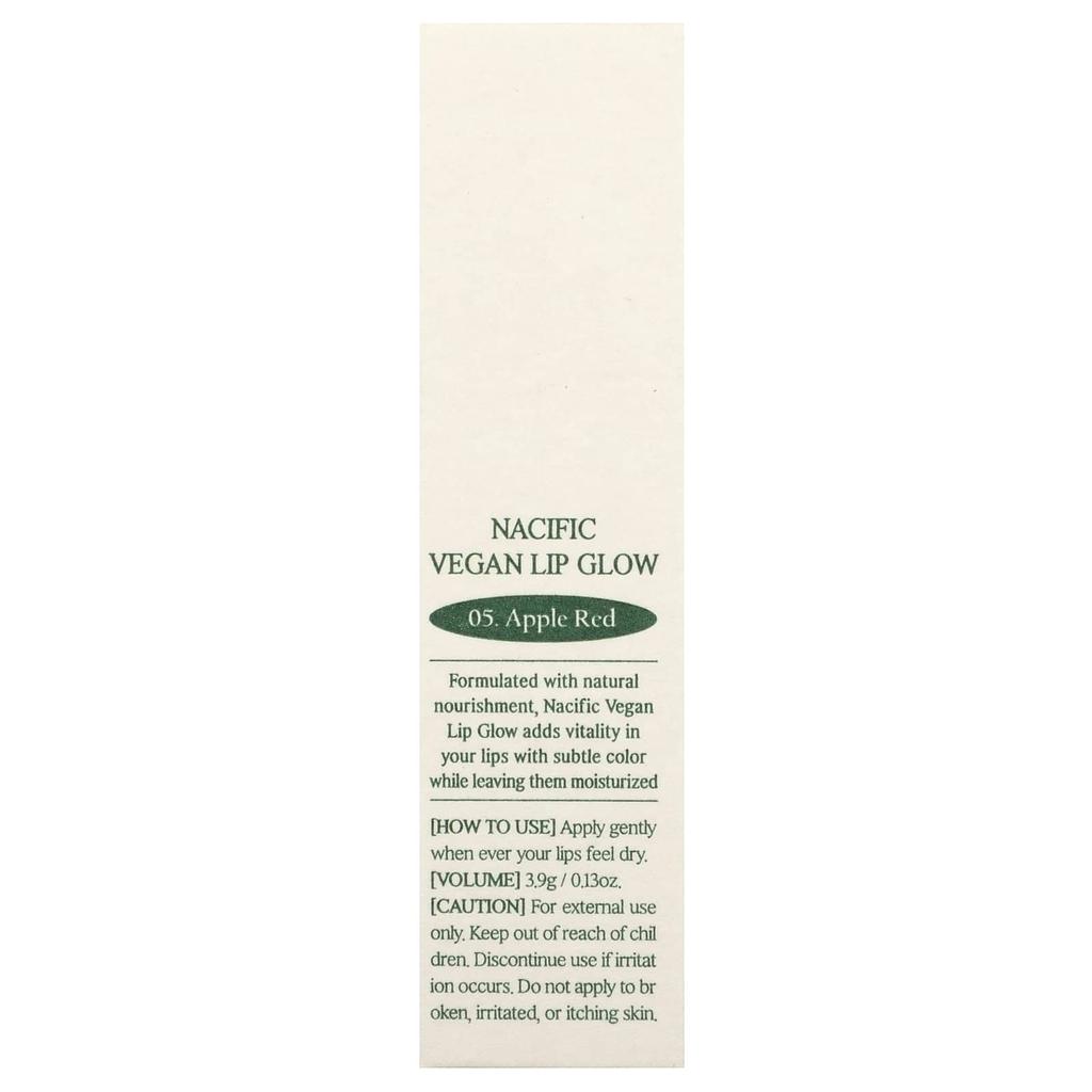 NACIFIC Vegan Lip Glow, 05 Apple Red, 3,9 g (0,13 Unzen)