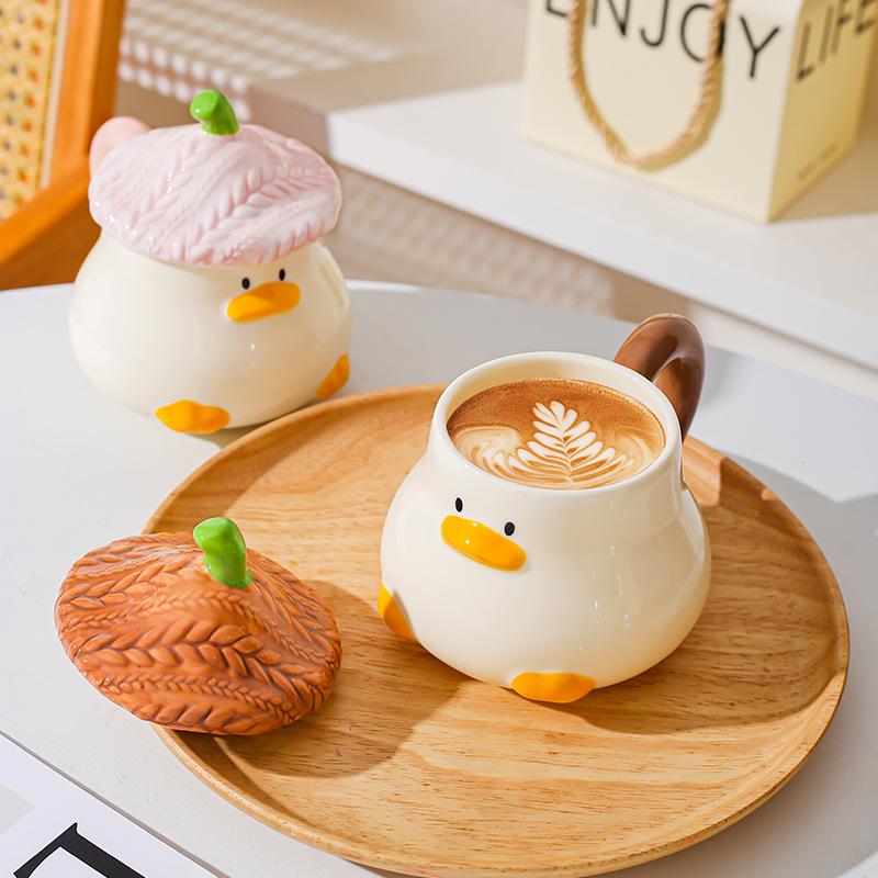 Cana Ceramică Creativă Drăguță Rață Suvenir Aspect Înalt Drăguț Animal de Companie Personalitate Desen Animat Ceașcă de Cafea Cană Înaltă