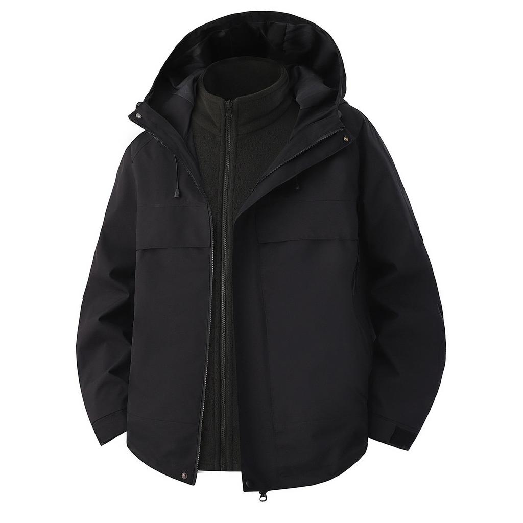 Spring and Autumn New Outdoor Leisure Three-in-One Shock Clothes Hooded Jacket Men's Workwear American Jacket Men's