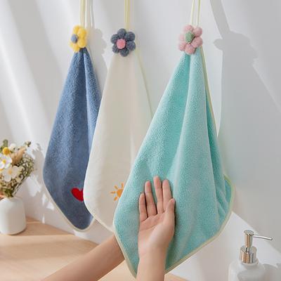 Coral Fleece Hangable Thicken Towel Cute  Absorbent Hand Towels Kitchen Microfiber Dishcloths Cleaning Cloth Rag Handkerchief