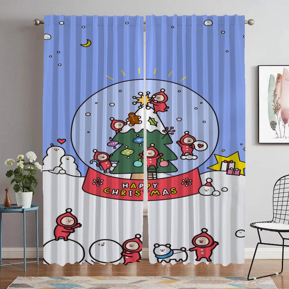 Kitchen Curtains Child Room Christmas Blackout Curtain for Room 2 Panel Shades Partition Halloween Decoration Tulle for Bedroom