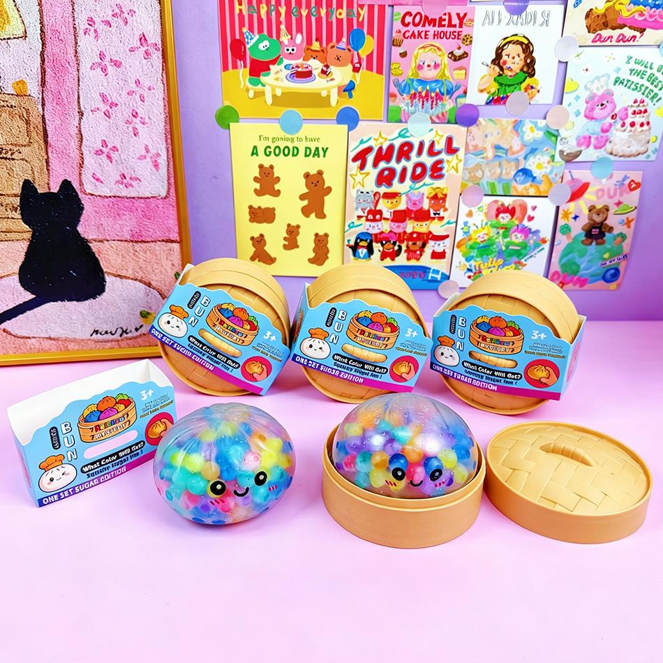 Pallina antistress a forma di raviolo arcobaleno, rimbalzo lento, morbida da schiacciare, giocattolo antistress, decorazione per scrivania da ufficio, regalo di compleanno per bambini/adulti