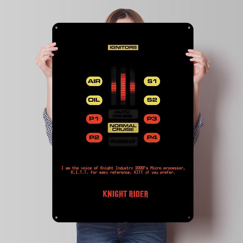 Knight Rider Print Tinplate Posters Customizable Wall Art Retro Vintage Metal Tin Signs for Desk Decor Home Decorations House