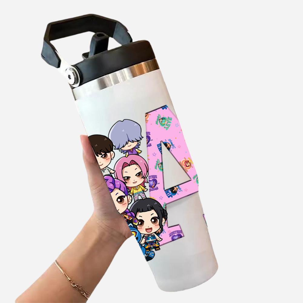 30Oz Anime K-Pop Demon Hunters Stainless Steel Vacuum Cup Hot Cold 6-12 Hours Retention Eco Friendly Bpa Free Largeautomotive Holder Flask Kid Gift