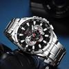 CURREN 8363 Men's Waterproof Quartz Steel Band Watch with Multifunctional Seven-Needle Design and Calendar/Weekday Display.