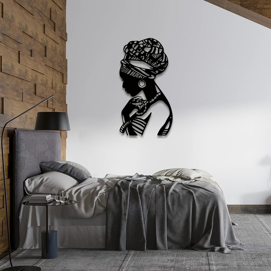 1pc African Woman Metal Wall Art Queen Hanging Black Decor Halloween Christmas New Year Gift