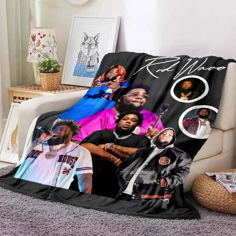 Hip Hop Rapper Blanket Rod Wave Flannel Blanket Soft Warm Throw Bedroom Decor Napping Couch Sofa Bed Chair Cover for Boys Girls