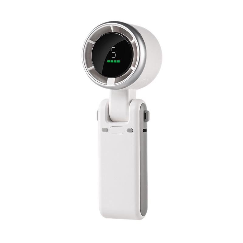 Handheld Fan With Digital Display Portable Travel Handheld Fan Mini Foldable Desk Fan With 5-Speed Adjustable For Outdoor