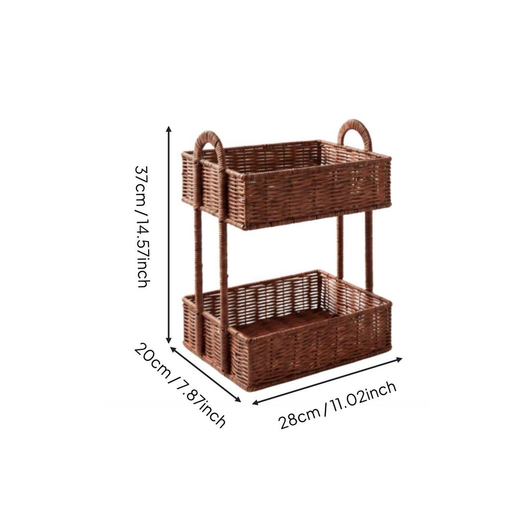 Rattan Hanging Basket Shelf Space-Saving Wall Mounted Storage Rack Easy to Clean