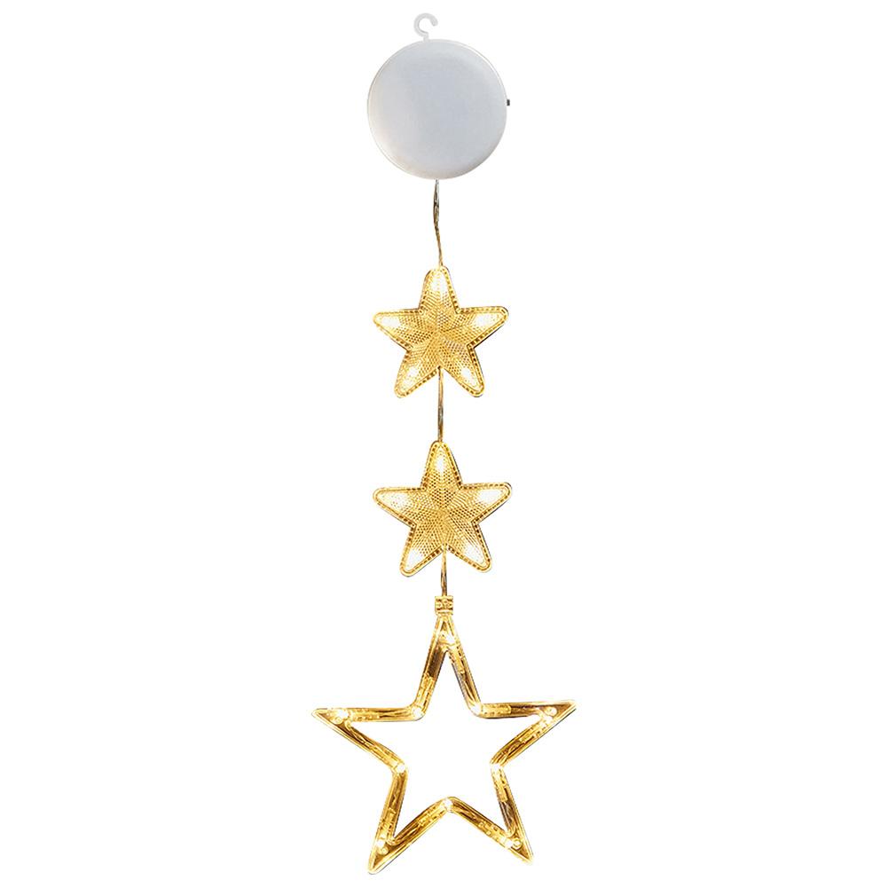 3 Pack Christmas Window Decoration Light Battery Operated Window Hanging Light with Suction Cup Christmas Home Shop Party Gifts