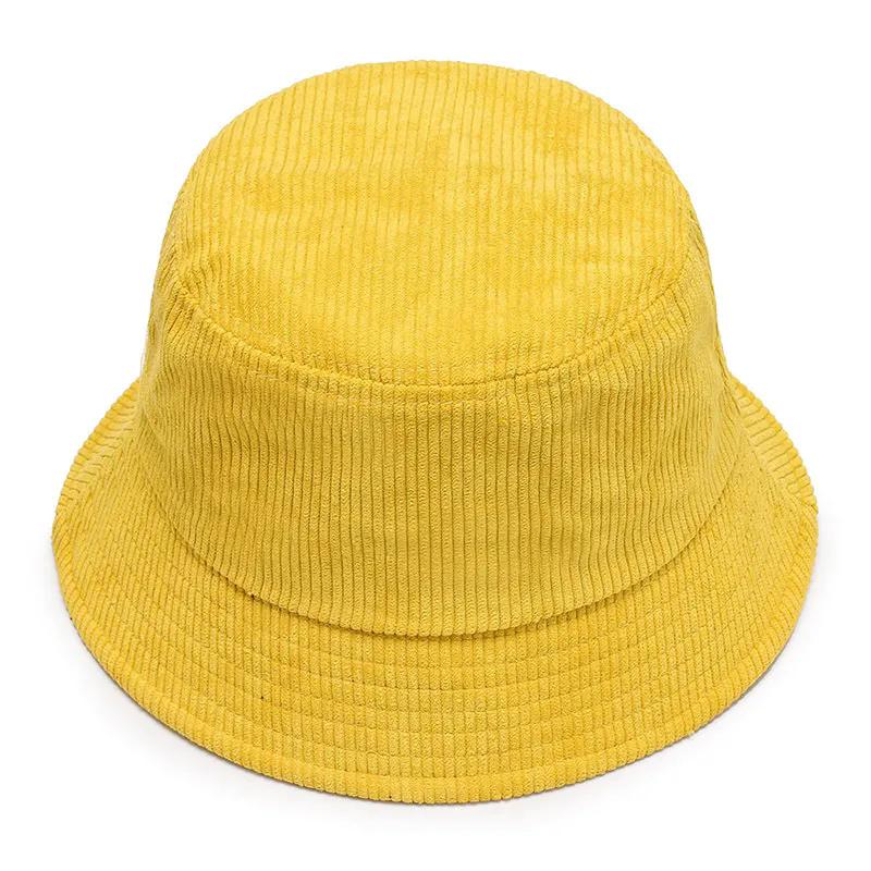 WTEMPO Spring Autumn Winter Casual Bucket Hats Women's Solid Color Windproof Corduroy Streetwear Fisherman Hats