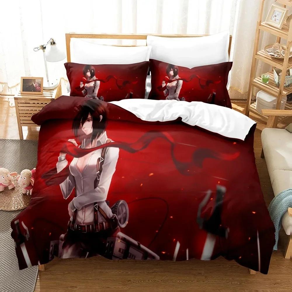 Comforter Attack On Titan Aot Anime Levi Bedding Set 3D Printed Suitable For Bedroom Kids Home Textile