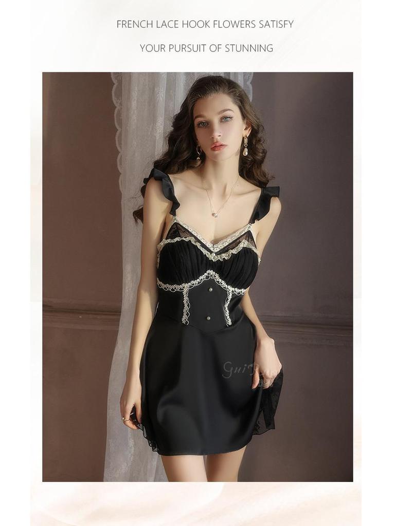 Plus Size Backless Ice Silk Push-Up Camisole Nightgown Robe Set