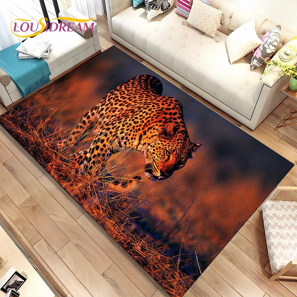 Zvíře leopard Gepard Cartoon Beast Area Koberec,Koberec pro domácí Obývací pokoj Ložnice Pohovka Rohožka Kuchyň Dekor,Protiskluzová podložka na podlahu