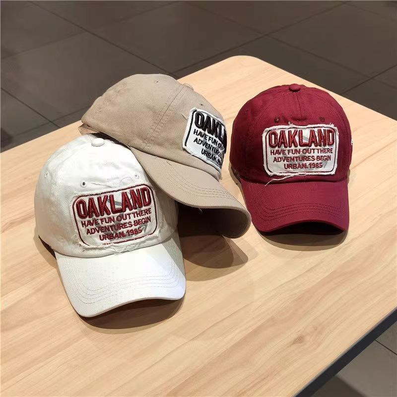 Korean Version of American Retro Baseball Cap Big Head Letter Casual Baseball Cap Women's Red Wide Brim Showing Face Small Hat