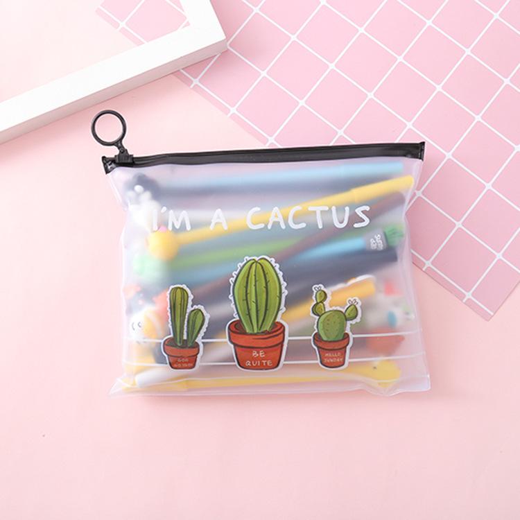 20-Piece Cartoon Gel Pen Set with Pencil Case - Black Ink 0.5mm
