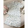 Japanese Internet Celebrity Cartoon Miffy Rabbit Pajamas Women's Summer Short-sleeved Shorts Cardigan Two-piece Women's Loungewear