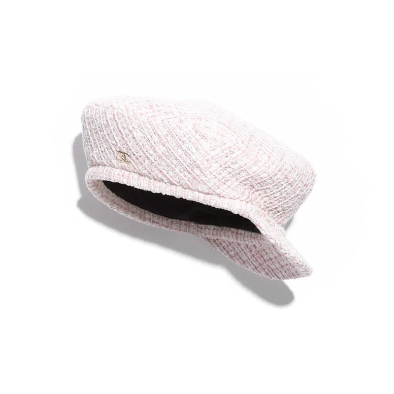 

CHANEL [24P Spring and Summer New Products] woven texture design cotton beret women s light pink рожевий