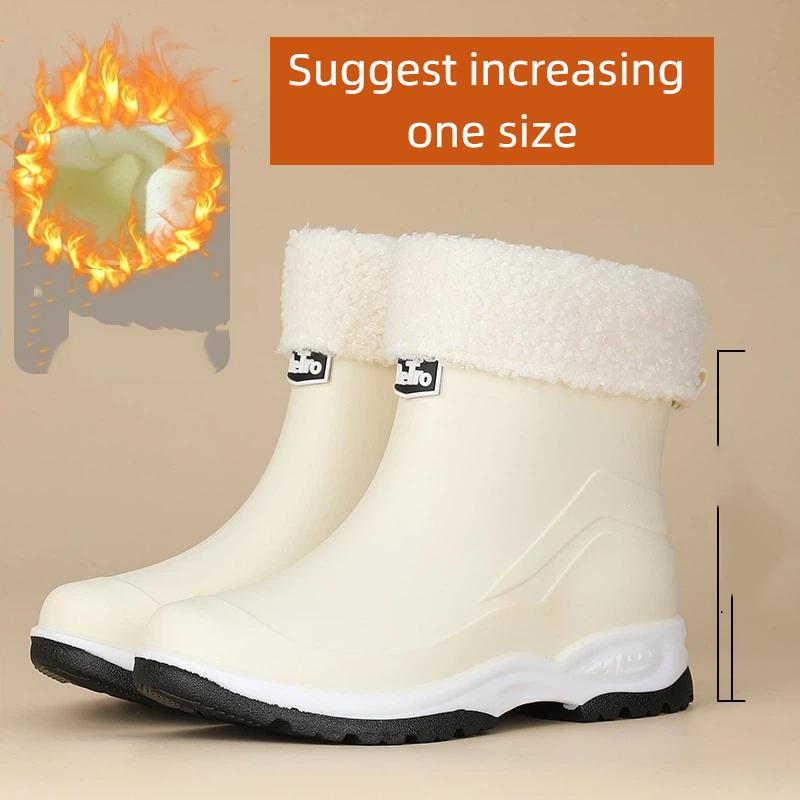 Comfortable Casual Lightweight Anti Slip Waterproof Wear Resistant And Fleece Short Tube Rain Shoes For Couples