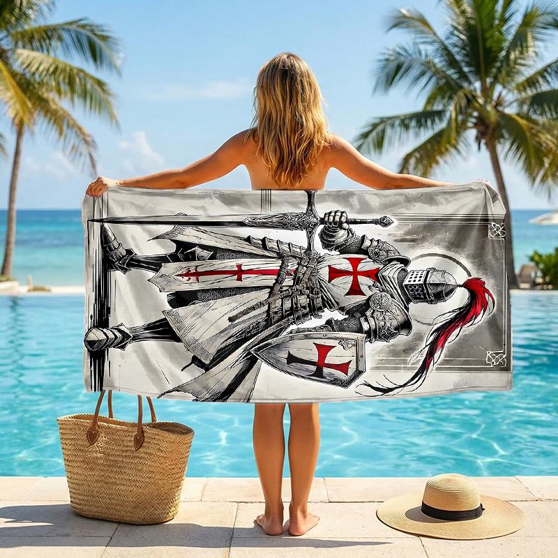 Cross Templars Knight Fashion Beach Towel: Ideal for Summer Adventures Soft, Absorbent and Quick Drying Suitable for Swimming and Bathing