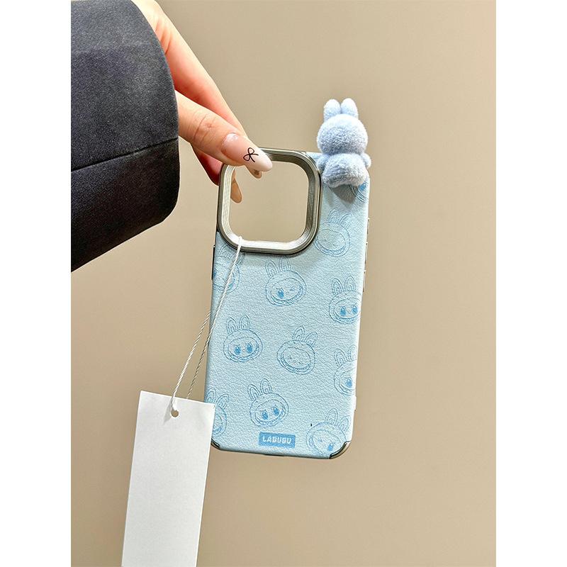 Bonbonfarbe Niedliches Dreidimensionales Labubu Geeignet für Apple 16promax Handyhülle iPhone 15 Plüsch 13