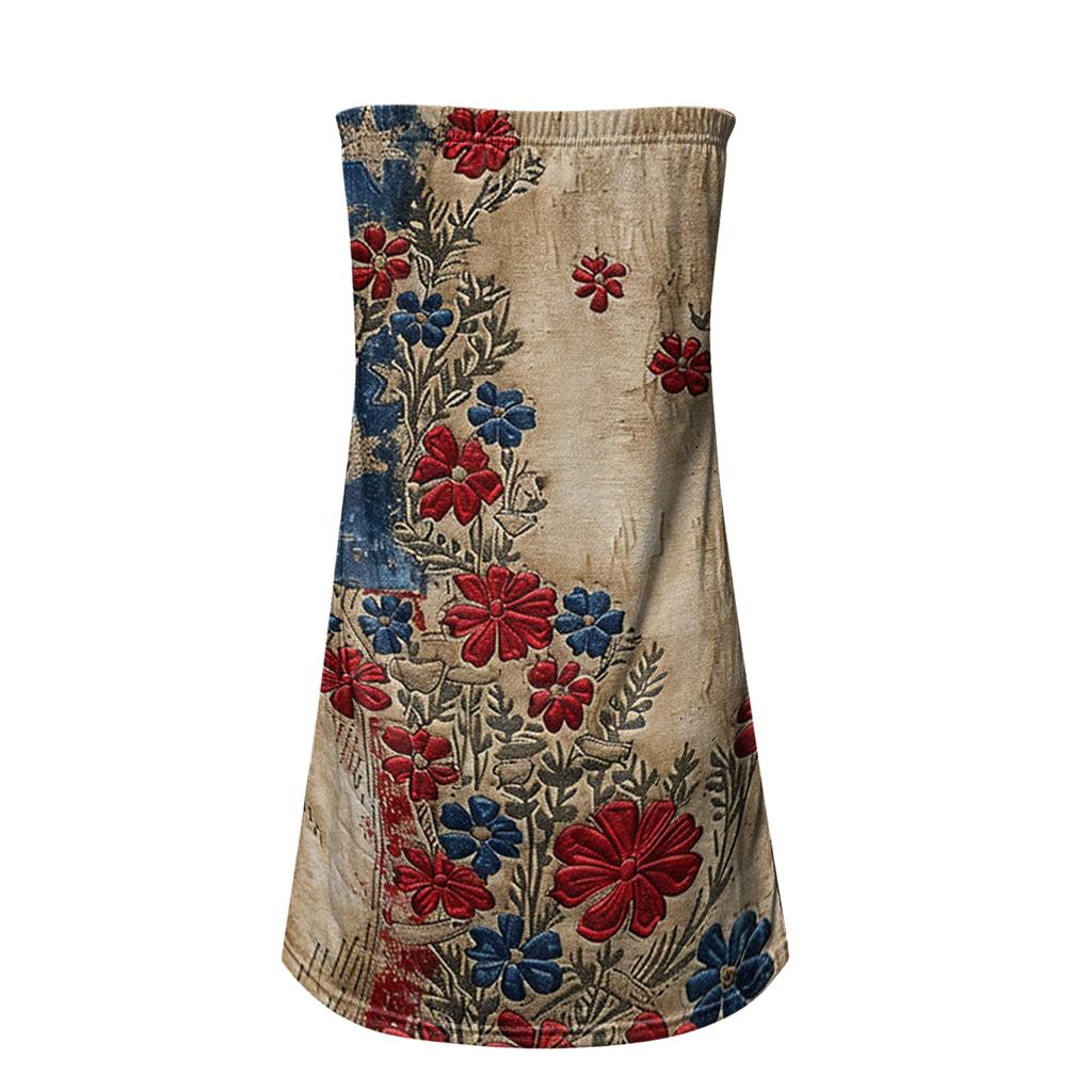 Women’s Strapless Floral Print Tube Top Casual Boho Style Sleeveless Blouse Lightweight Summer Top for Daily Wear