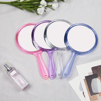 Portable Double-Sided Round Mirror: Cute, Semi-Transparent Design with 2x Magnification for Makeup
